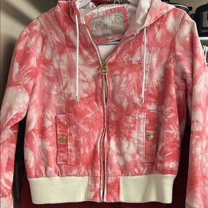 COOGI Y2K Pink and White Tie-Dye Zip Hoodie bomber jacket 80’s delicious!!